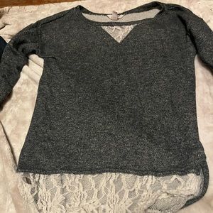 Grey sweater with lace
